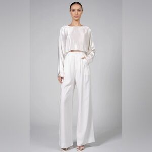 Nonchalant‎ Fabi Elegant White Wide-Leg Trousers Size XS